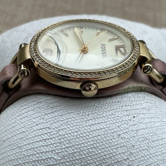 Fossil Ladies Wristwatch Pink Leather Band Gold Tone Case AS IS Read desc - Picture 11 of 11